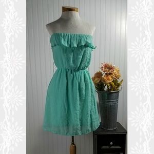 | charlotte russe | mint ruffle strapless dress
